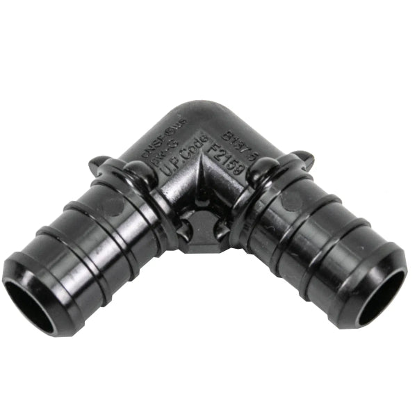 24PK Pex Poly 90° Elbow Barb To Barb 1/2 x 1/2in Black (150645)