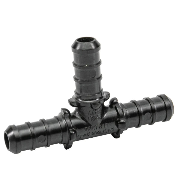 24PK Pex Poly Tee Barb To Barb 1/2 x 1/2 x 1/2in Black (150648)