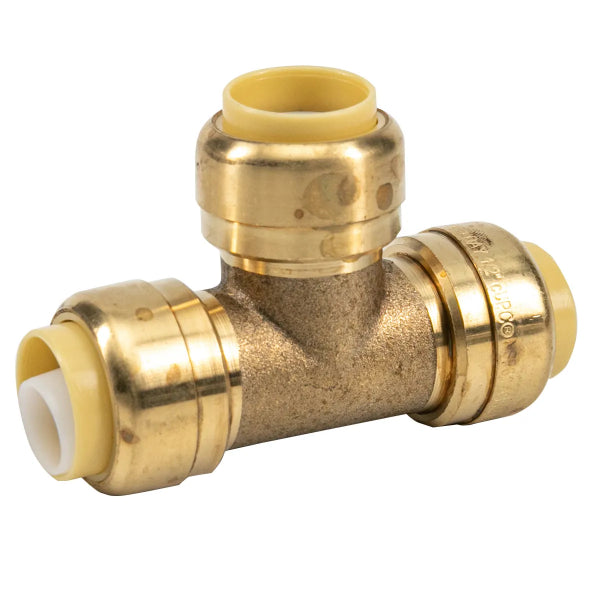 12PK Push-Fit Pex Brass Tee 1/2 x 1/2 x 1/2in Lead-Free (150653)