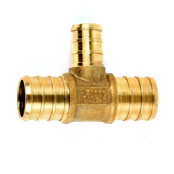 Pex Brass Tee Barb To Barb 3/4 x 3/4 x 1/2in (151114)