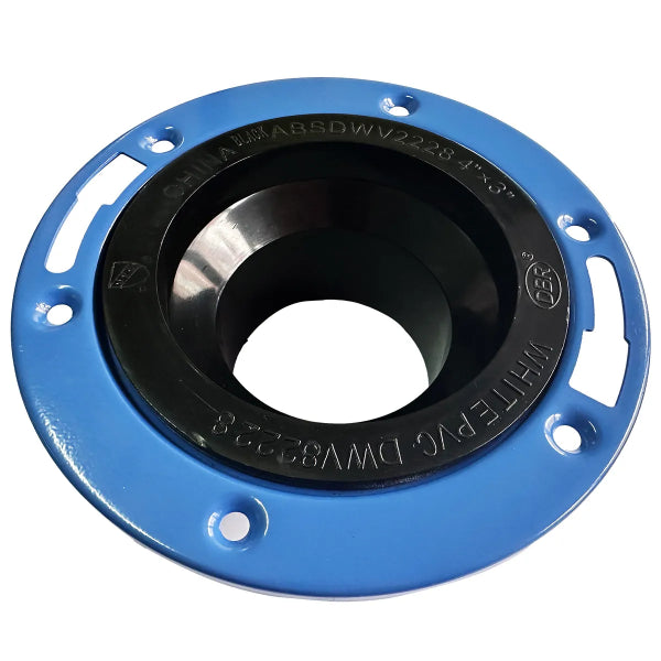 ABS Floor Flange Spigot with Adj.Metal Ring 4in x 3in Black/Blue (151256)