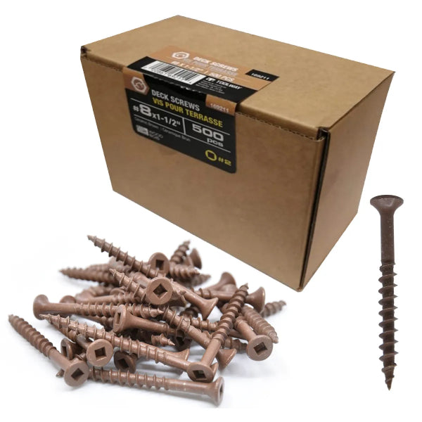 500PK Deck Screws Brown Ceramic #8 x 1½in (169211)