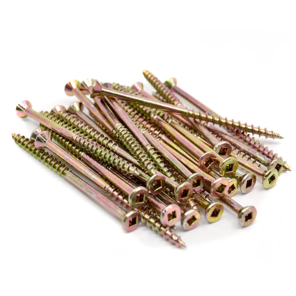 100PK Deck Screws Yellow Plated #8 x 3½in (169245)