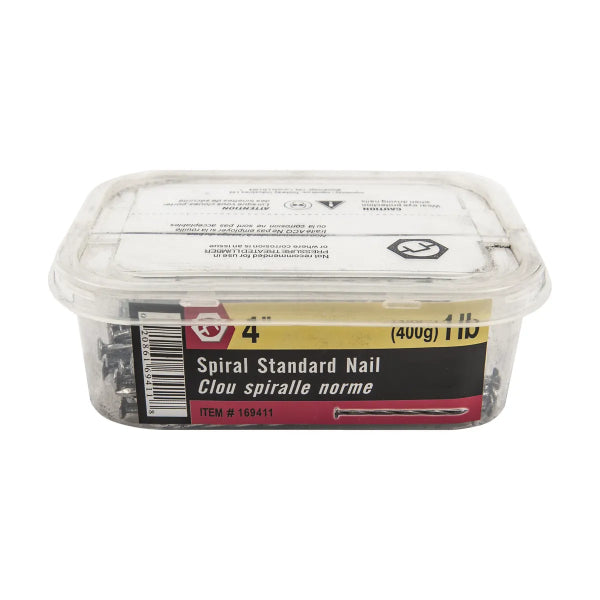 1lb (400g) Spiral Standard Nails Bright 4in (169411)