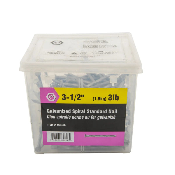 3lb (1.5kg) Spiral Standard Nails HDG 3-1/2in (169426)