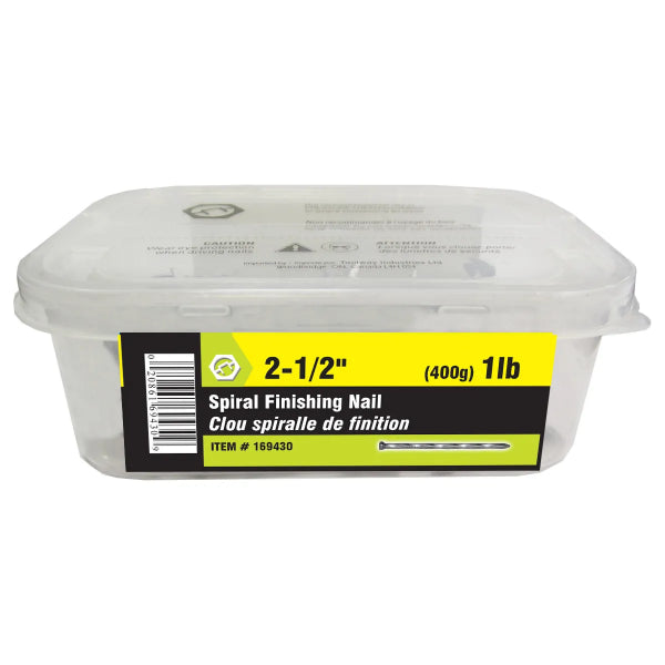 1lb (400g) Spiral Finishing Nails Bright 2-1/2in 10ga (3.05mm) (169430)