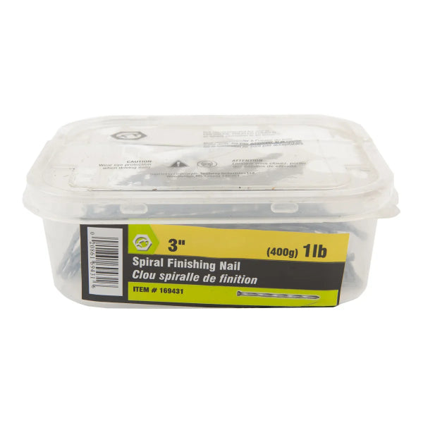 1lb (400g) Spiral Finishing Nails Bright 3in (169431)