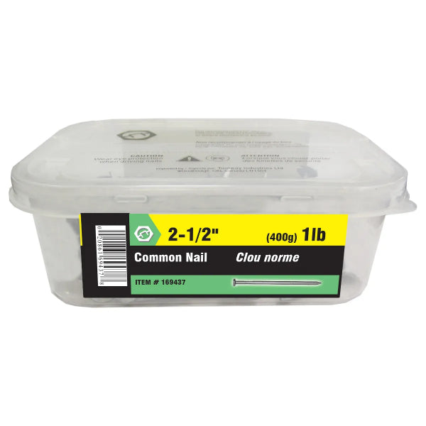1lb (400g) Common Nails Bright 2-1/2in (169437)