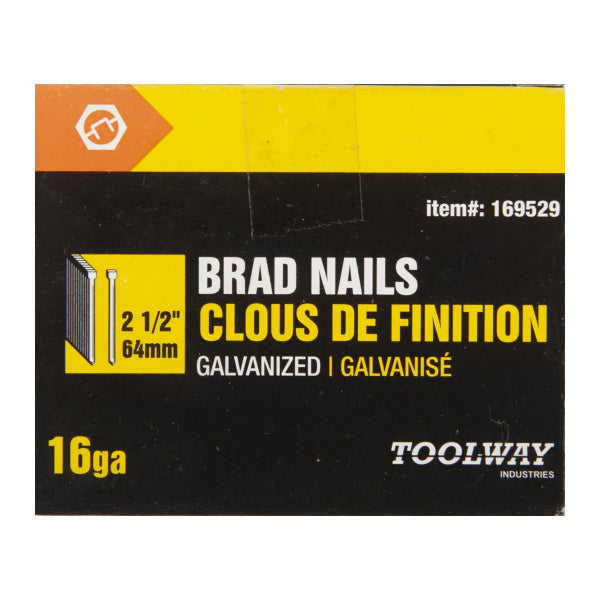 2500PK Brad Nails Galvanized 16ga x 2-1/2in (169529)