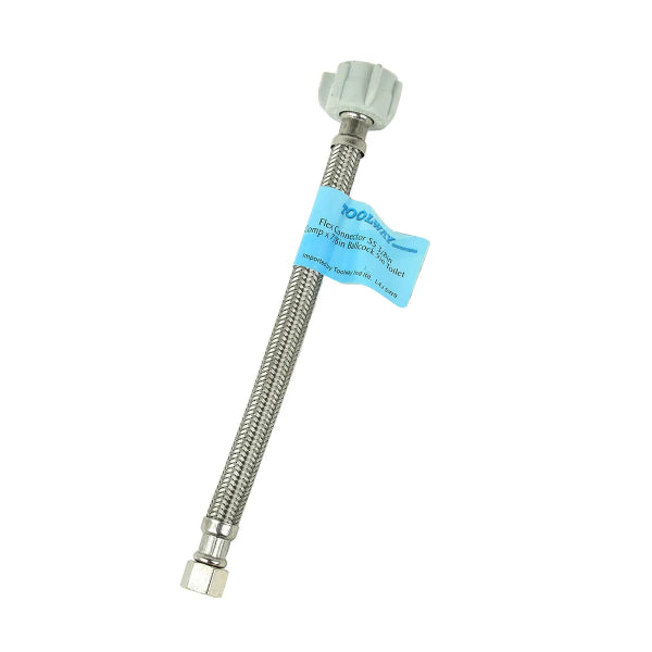 Flex Connector SS 3/8in Comp x 7/8in Ballcock 9in Toilet (180284)
