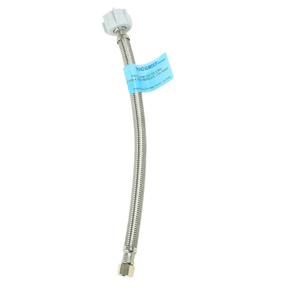 Flex Connector SS 3/8in Comp x 7/8in Ballcock 12in Toilet (180285)