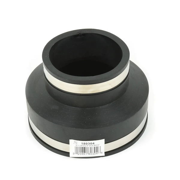 Flex Coupling 4in x 3in Clay to Plastic or Cast Iron (180304)