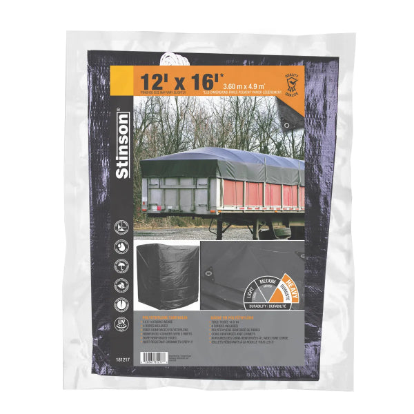Tarpaulin 12ft x 16ft Heavy Duty Black (181217)