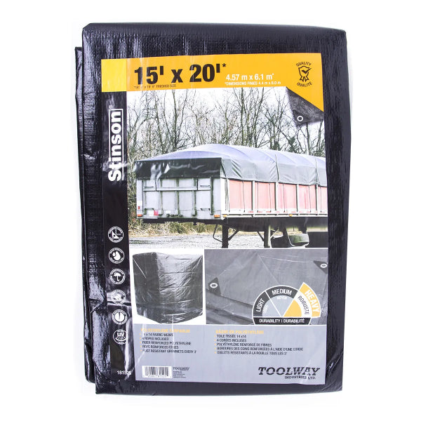 Tarpaulin 15ft x 20ft Heavy Duty Black (181525)