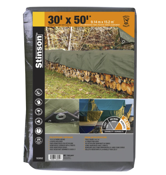 Tarpaulin 30ft x 50ft Heavy Duty Green (183052)