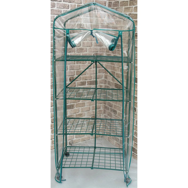 4-Tier Foldable Greenhouse with HD PVC Cover and Casters 27in x 19in x 63in (184404)