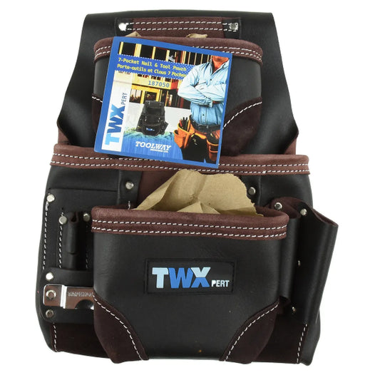 Heavy Duty Tool Bag Oil Tanned Leather 7-Pocket (187050)