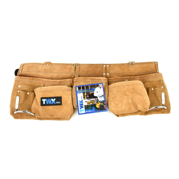 Waist Apron Split Leather 12-Pocket with 2in Leather Belt Beige (187053)