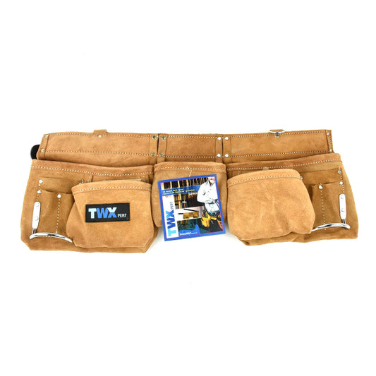 Waist Apron Split Leather 12-Pocket with 2in Leather Belt Beige (187053)