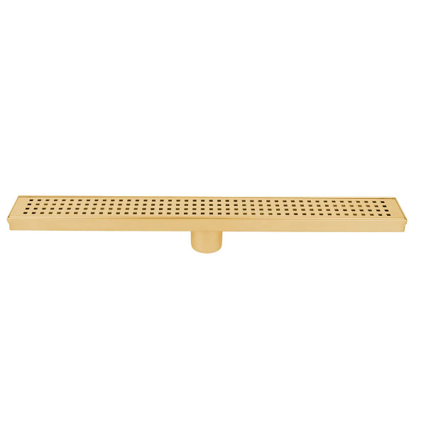 Linear Shower Drain Slot Grid 24in x 2 3/4in x 2 3/4in Brushed Gold (188090)