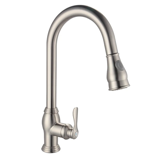 Pull Down Kitchen Faucet With Sprayer 1-Handle Brushed Nickel (188301)