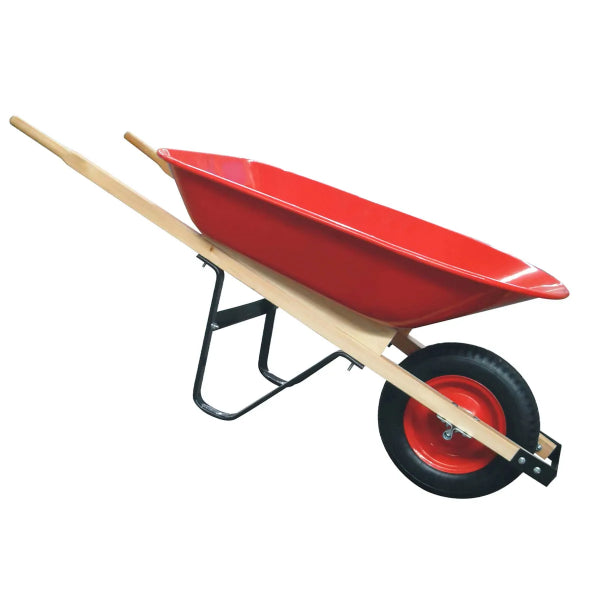 Gardeners Wheelbarrow 4 cu.ft  Steel Tray Air Tire Wooden Handle (190980)