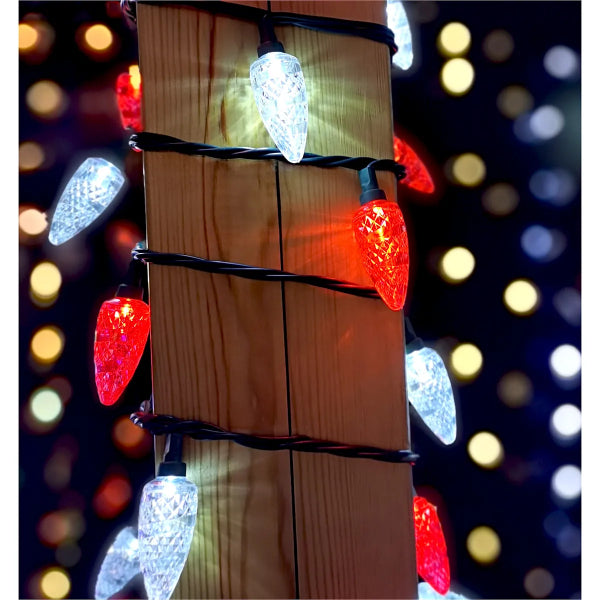 LED String Lights C9 Swirl 30 Red/Pure White 19.3ft (196006)