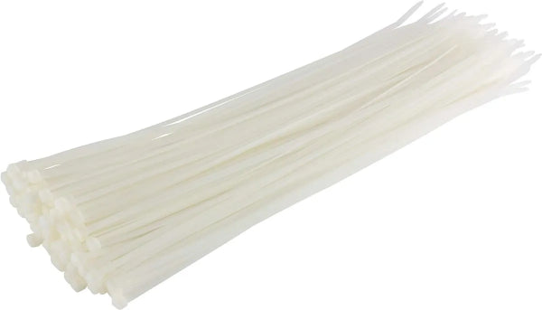 100PK Cable Ties 8in White (714065)