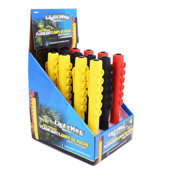 LED Flashlight Pen Size 3 x AAA Batteries Assorted Colours (789018)