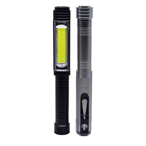 2PK LED Jumbo Pen Light Flashlight w/Pocket Clip 3 x AA Batteries (789022)