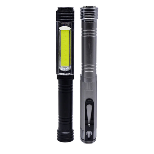 2PK LED Jumbo Pen Light Flashlight w/Pocket Clip 3 x AA Batteries (789022)