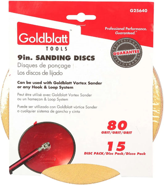 15PK Vortex Sanding Discs 9in 80 Grit (G25640)