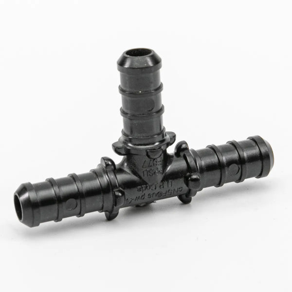 Pex Poly Tee Barb To Barb 1/2 x 1/2 x 1/2in Black (150631)