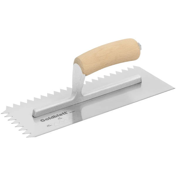 Wood Handle Carbon Steel Notch Trowel 1/2 x 1/2 V (G02360)