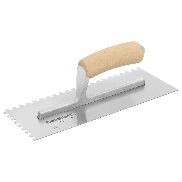 Wood Handle Carbon Steel Notch Trowel 1/4 x 1/4 x 1/4 U (G02380)