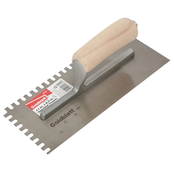 Wood Handle Carbon Steel Notch Trowel 1/4 x 3/8 x 1/4 U (G02381)
