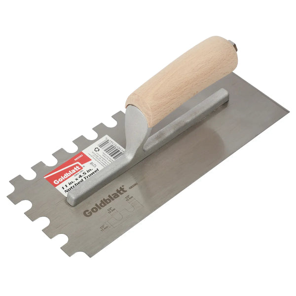 Wood Handle Carbon Steel Notch Trowel 1/2 x 1/2 x 1/2 U (G02382)