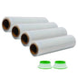 4PK Hand Stretch Wrap Clear 20inx1500ft 80GA. Bonus 1-Pair Handle (169990)