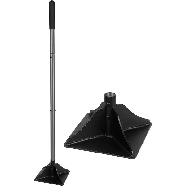 Heavy Duty Ground Tamper 10inx 10in Adjustable 48in Steel Handle With Rubber Grip (130624)