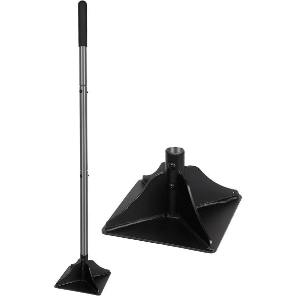 Heavy Duty Ground Tamper 8inx 8in Adjustable 48in Steel Handle With Rubber Grip (130623)