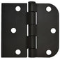 2PC Door Hinge 3in x 3in Round Corner 5/8in & Square Corner Black Steel (100913)