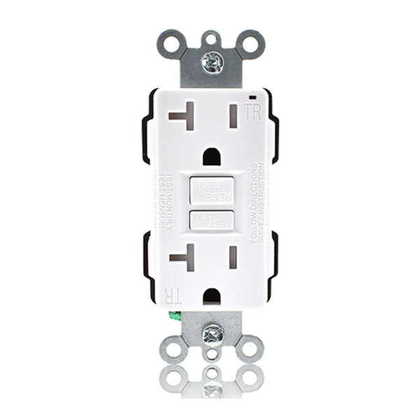 Decora GFCI Receptacle with Wall Plate T/P 20Amp White (140121)