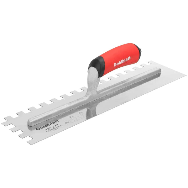 Square Notched Trowel 16in. x 4in (1/2 x 1/2 x 1/2 ) Stainless Steel Soft Handle (G02047)