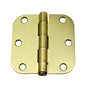 2PC Door Hinge 3in x 3in Round Corner 5/8in Brushed Gold Steel (100890)
