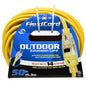 Extension Cord Outdoor SJTW 14/3 Single Tap Yellow 50ft (140054)