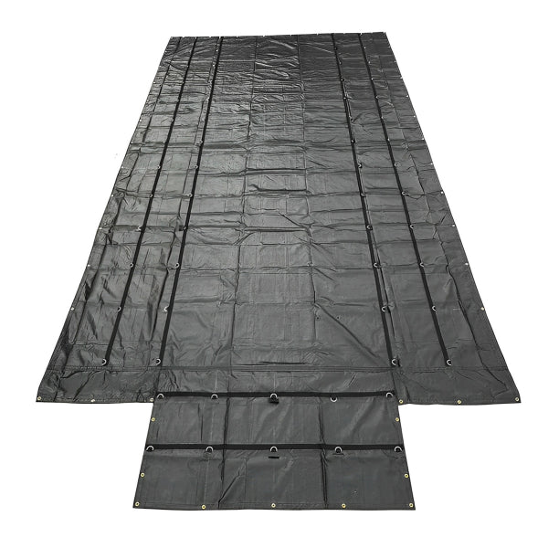 Heavy Duty Flatbed Steel Tarp 24ft x 18ft 14oz Vinyl 57lb Black (182622)