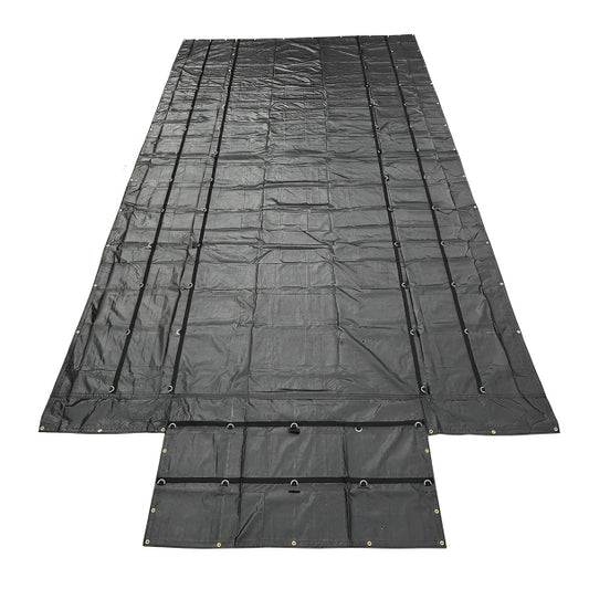 Heavy Duty Flatbed Steel Tarp 24ft x 18ft 14oz Vinyl 57lb Black (182622)