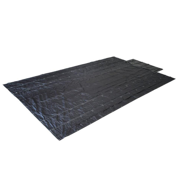 Heavy Duty Flatbed Lumber Tarp 24ft x 20ft - 8ft Drop With Rain Flaps 14oz Vinyl 69lb Black (182624)