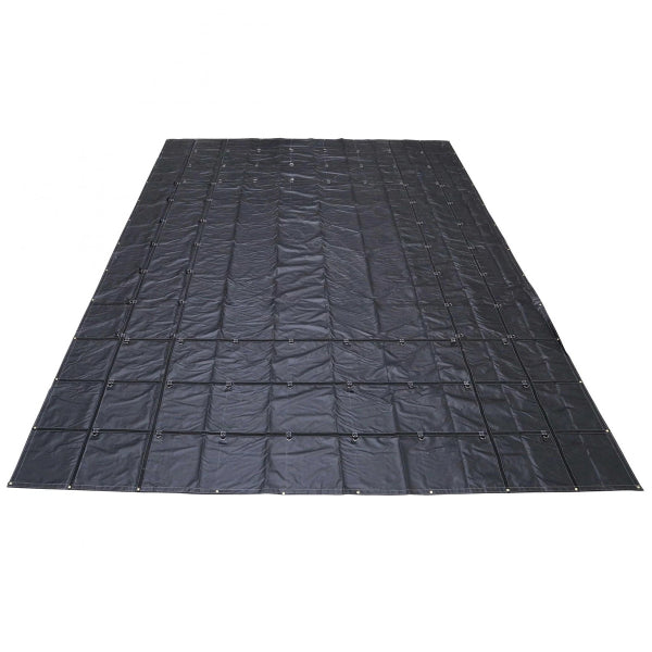 Heavy Duty Flatbed Lumber Tarp 24ft x 27ft - 8ft Drop With Rain Flaps 14oz Vinyl 96lb Black (182625)