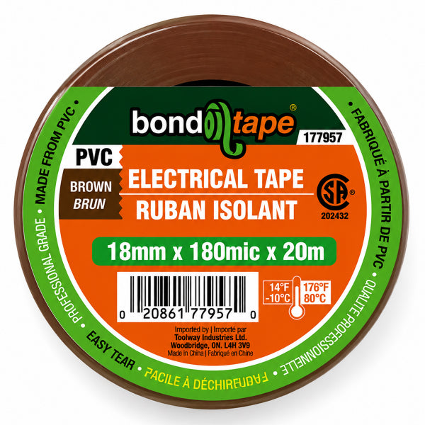 PVC Electrical Tape 18mm x 20m Brown (177957)
